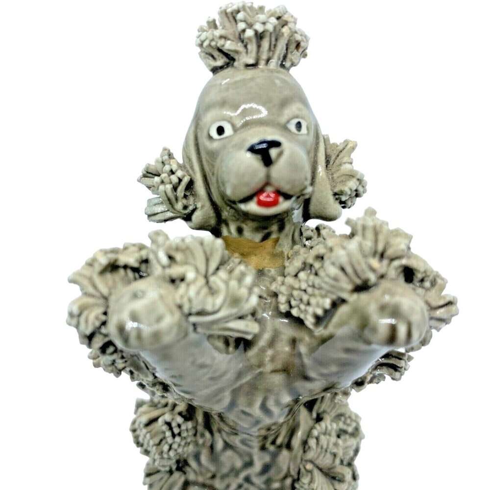 Vintage Ceramic Spaghetti Standard Poodle Figurine Begging for a Treat MCM